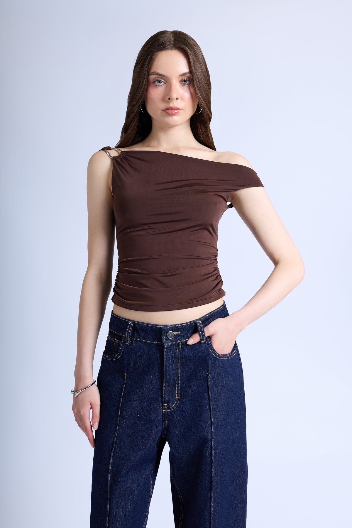 Top Minimal One Shoulder - Marrón