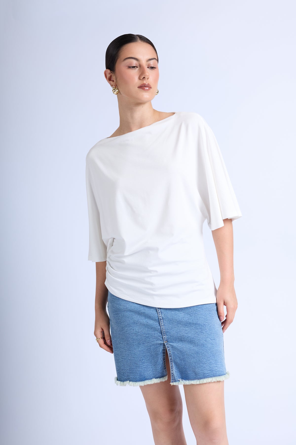 Blusa Básica Manga Amplia - Hueso