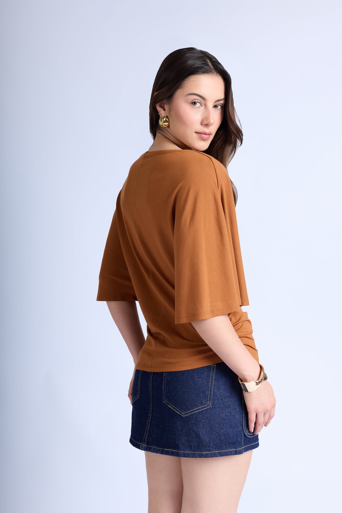 Blusa Básica Manga Amplia - Camel