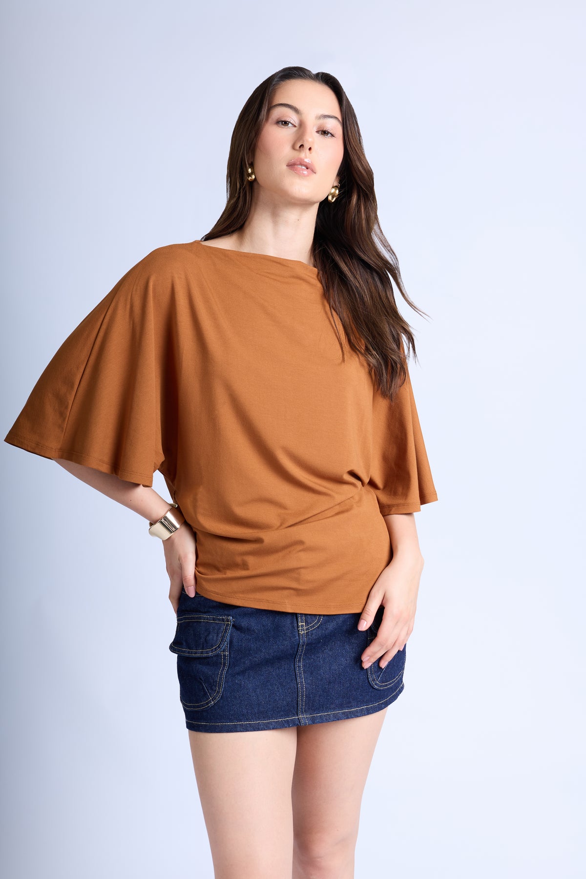 Blusa Básica Manga Amplia - Camel