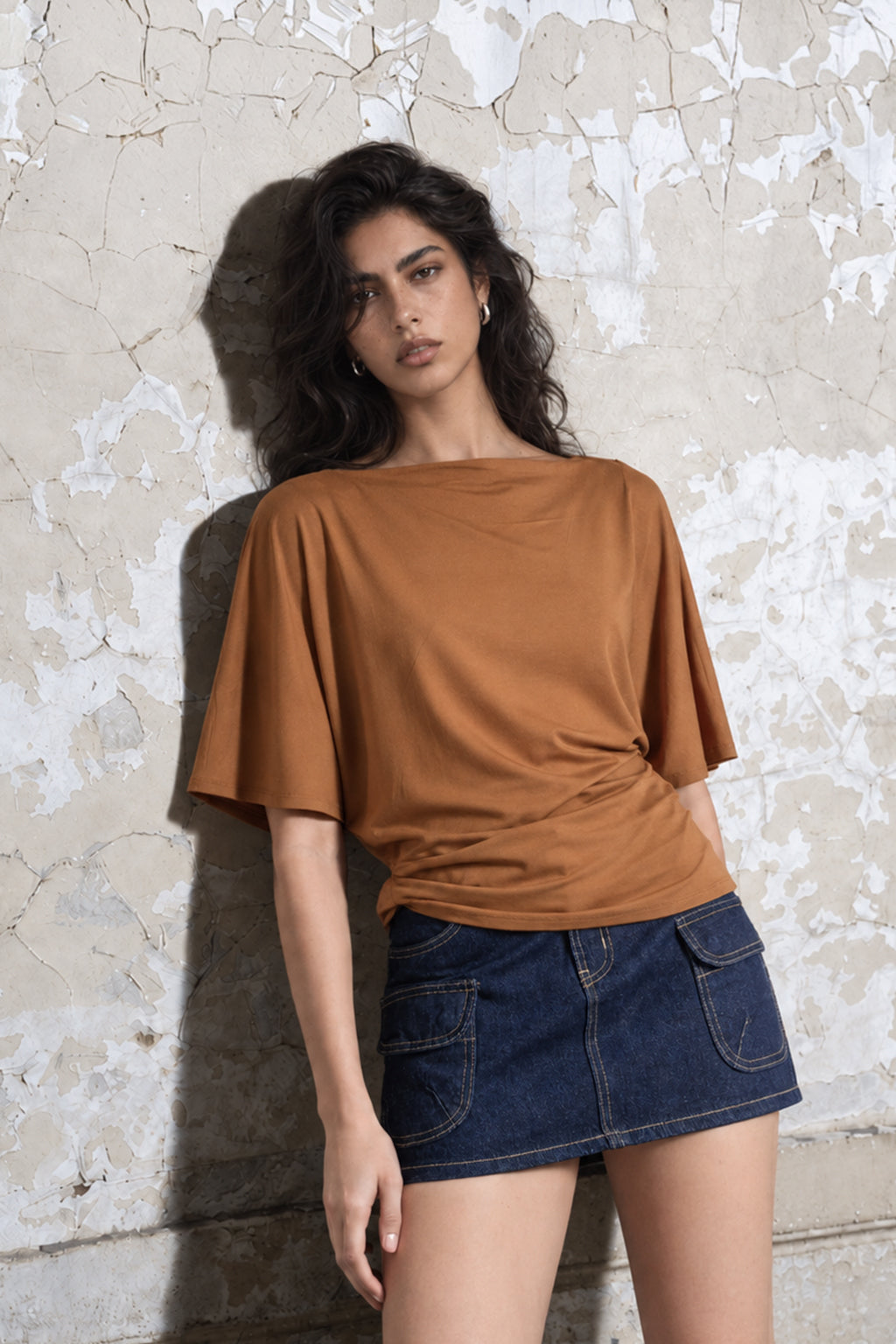 Blusa Básica Manga Amplia - Camel