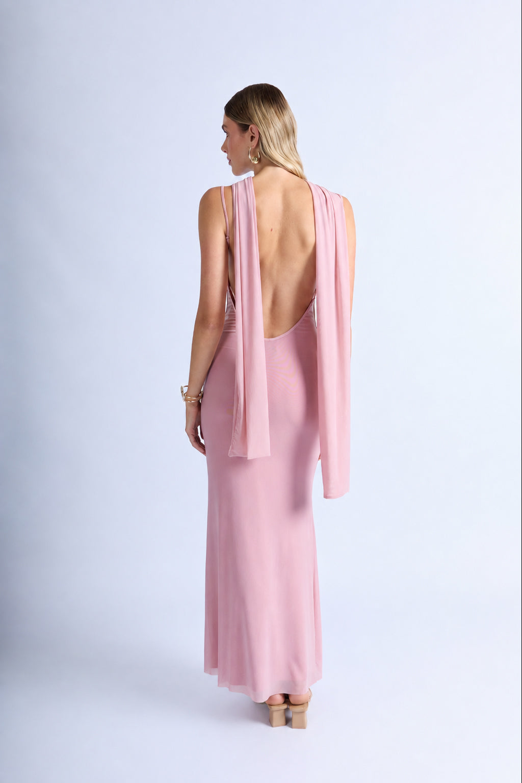 Vestido Tiras con Fular - Palo Rosa