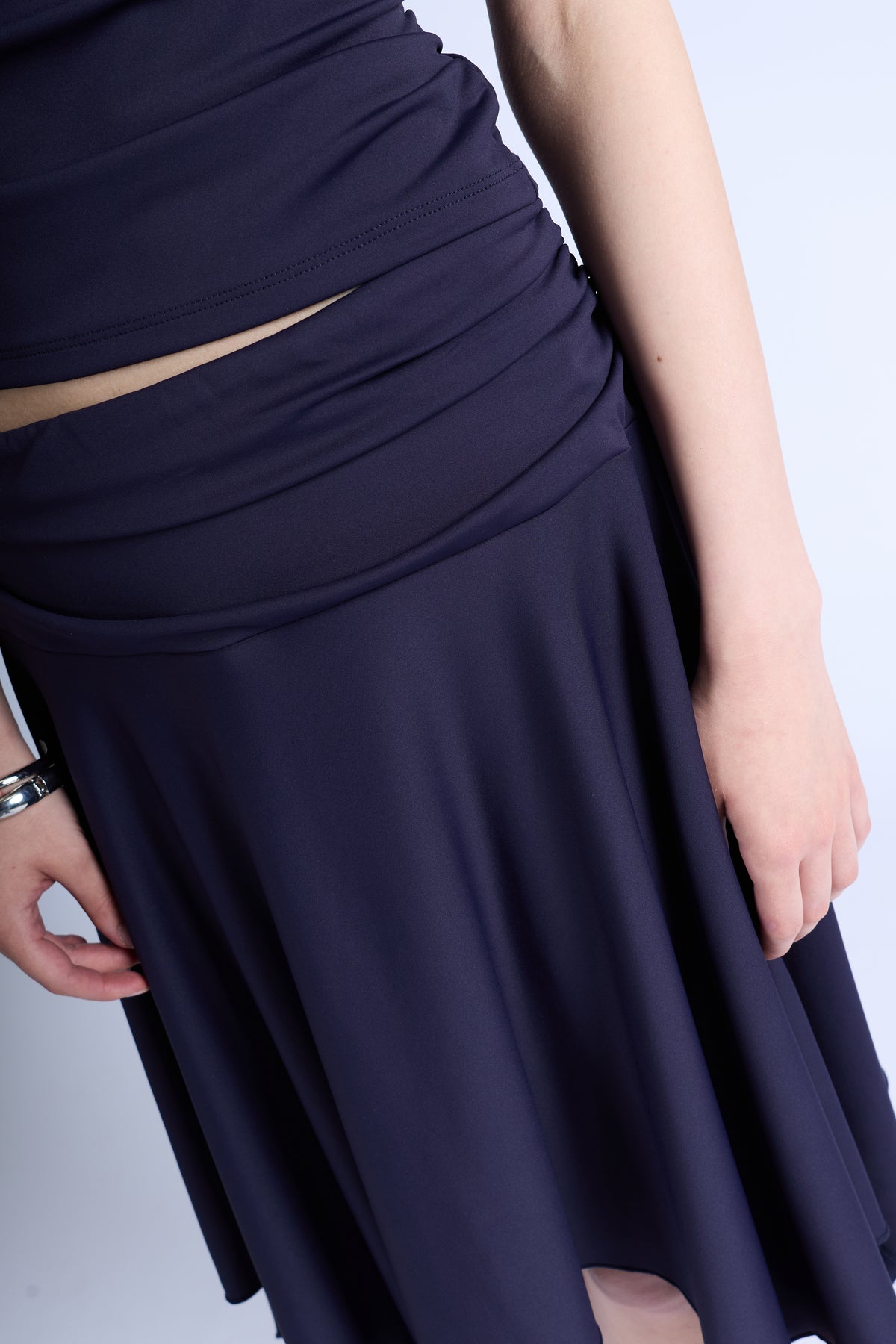 Falda Midi Irregular - Azul Índigo