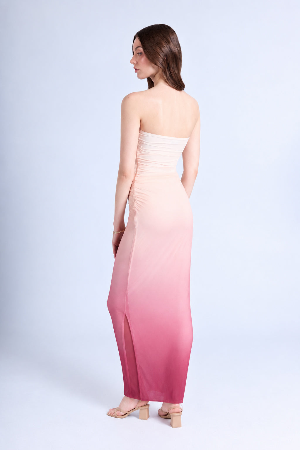 Vestido Mesh Strapless - Rosado