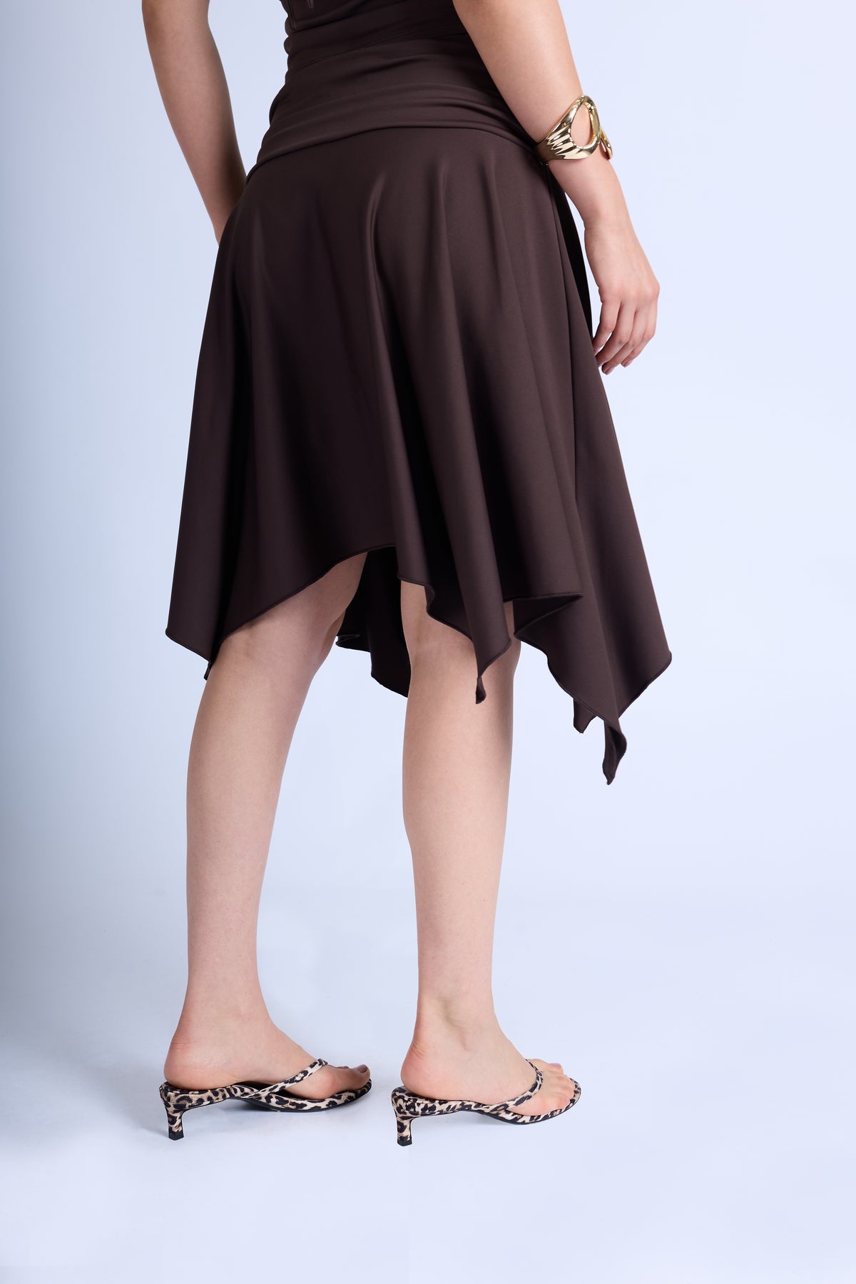 Falda Midi Irregular - Marrón