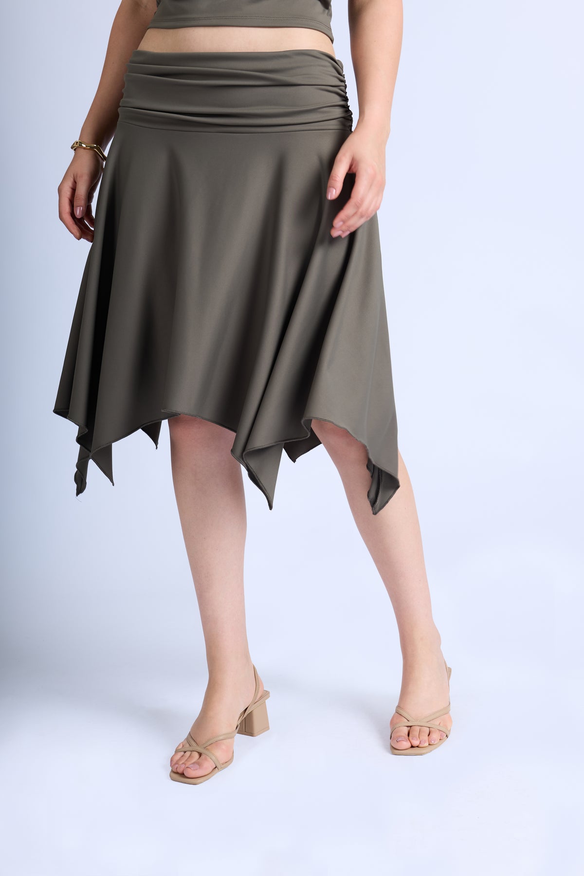 Falda Midi Irregular - Verde Musgo