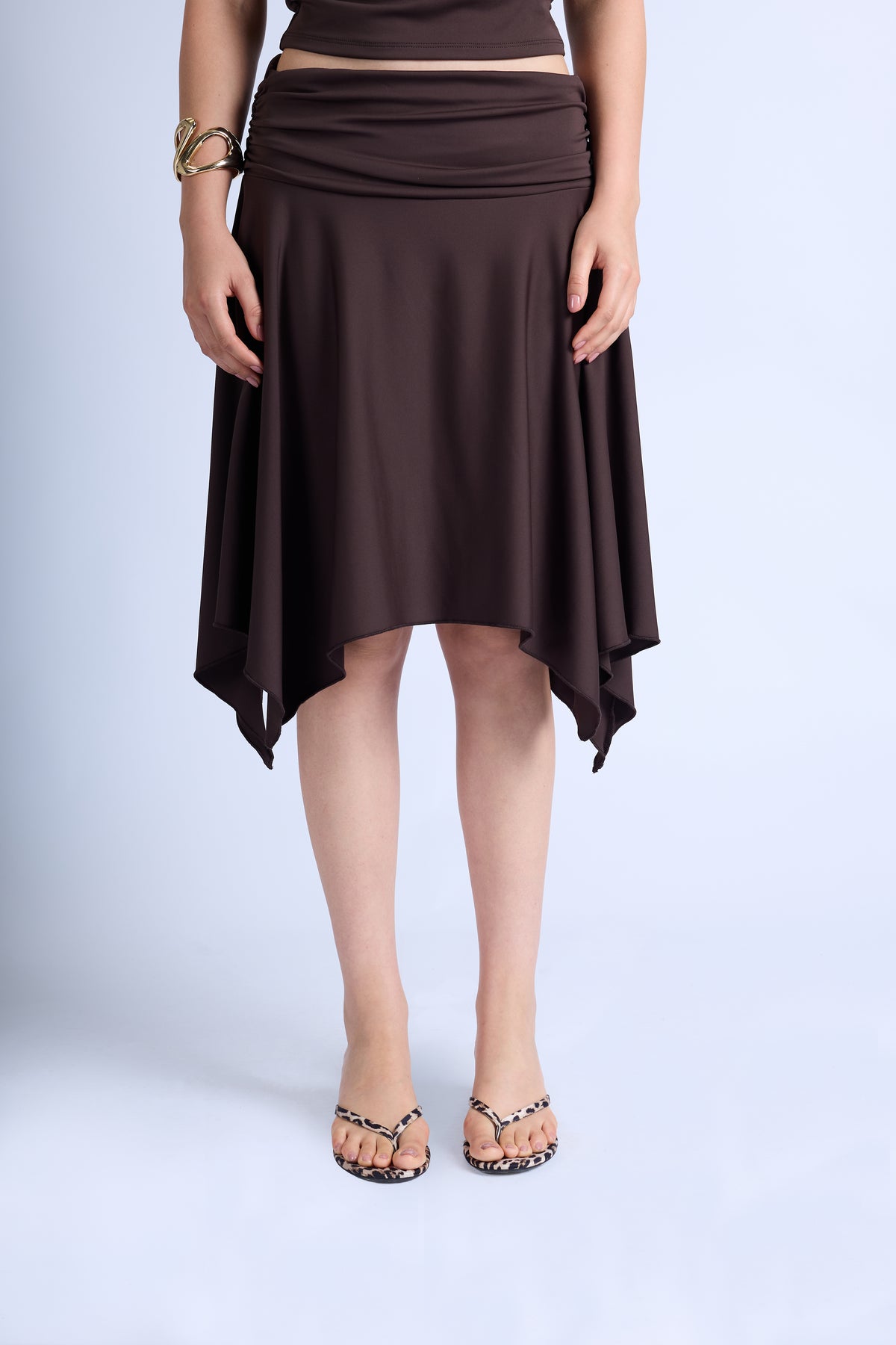 Falda Midi Irregular - Marrón