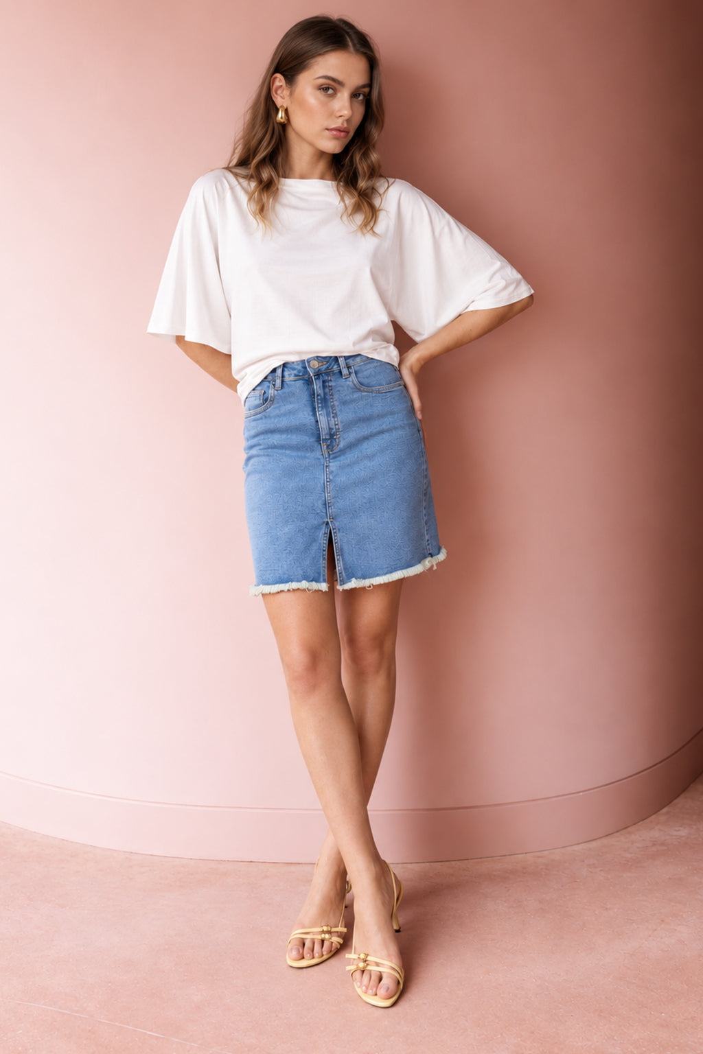 Falda Denim Midi - Bleach