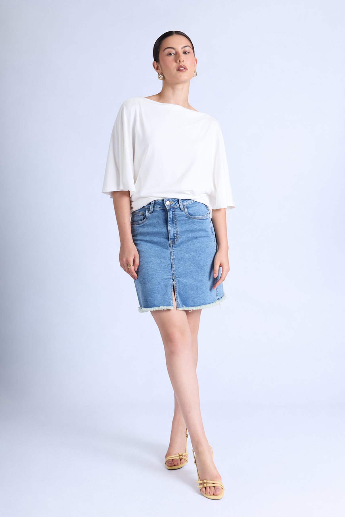 Falda Denim Midi - Bleach