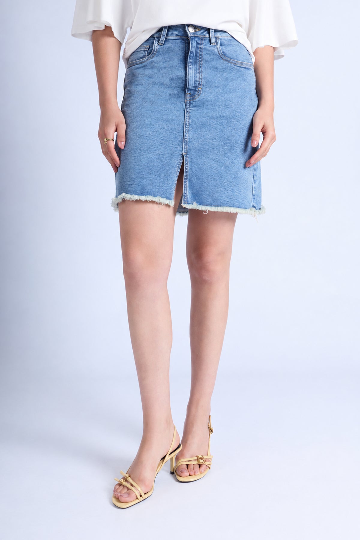 Falda Denim Midi - Bleach