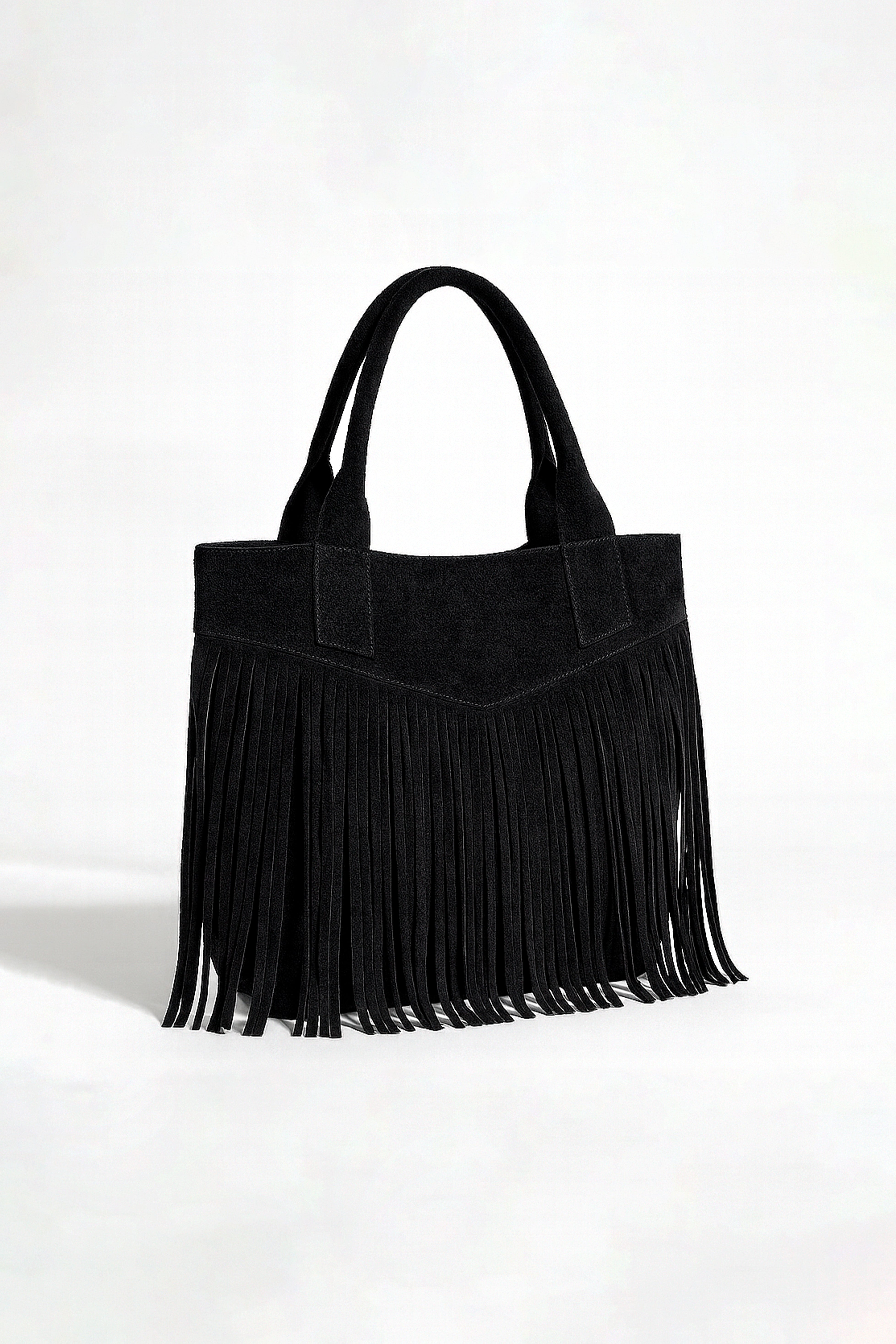 Bolso Boho con Flecos Delanteros - Negro