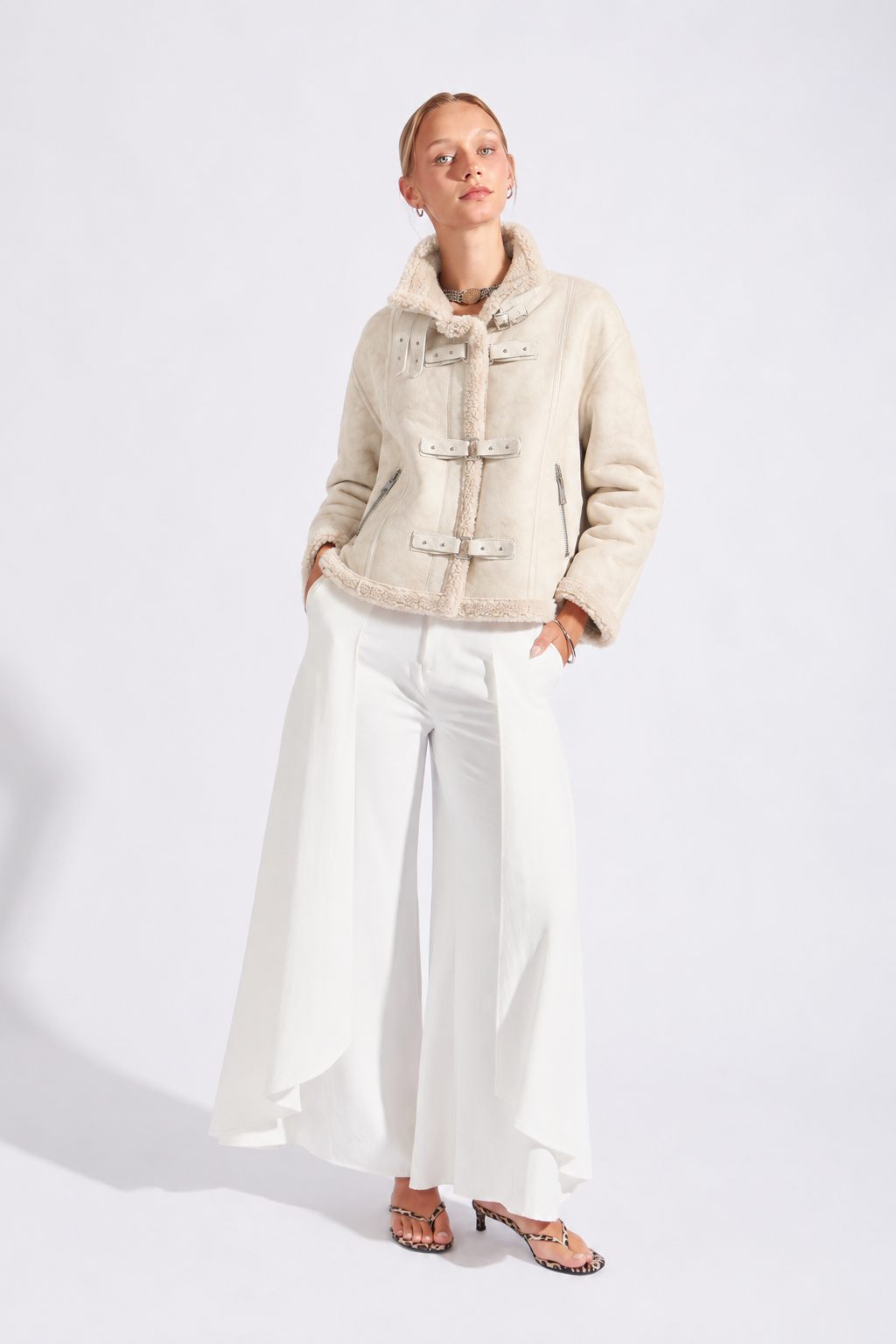 Casaca Leather Borreguito - Beige