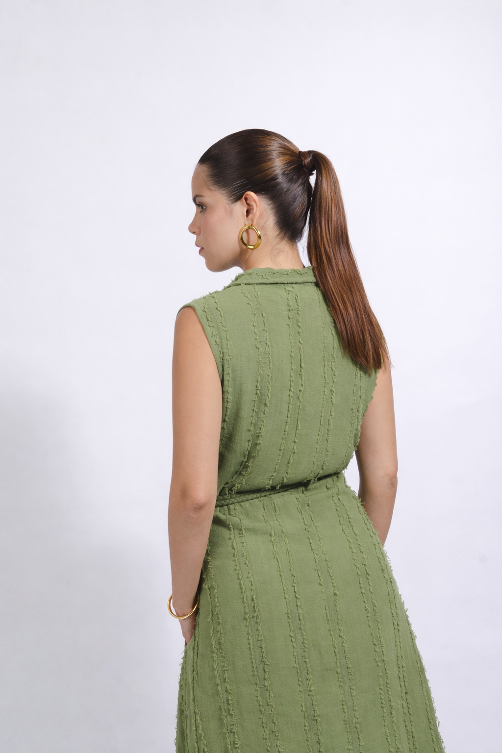 Vestido Camisero Textura - Verde