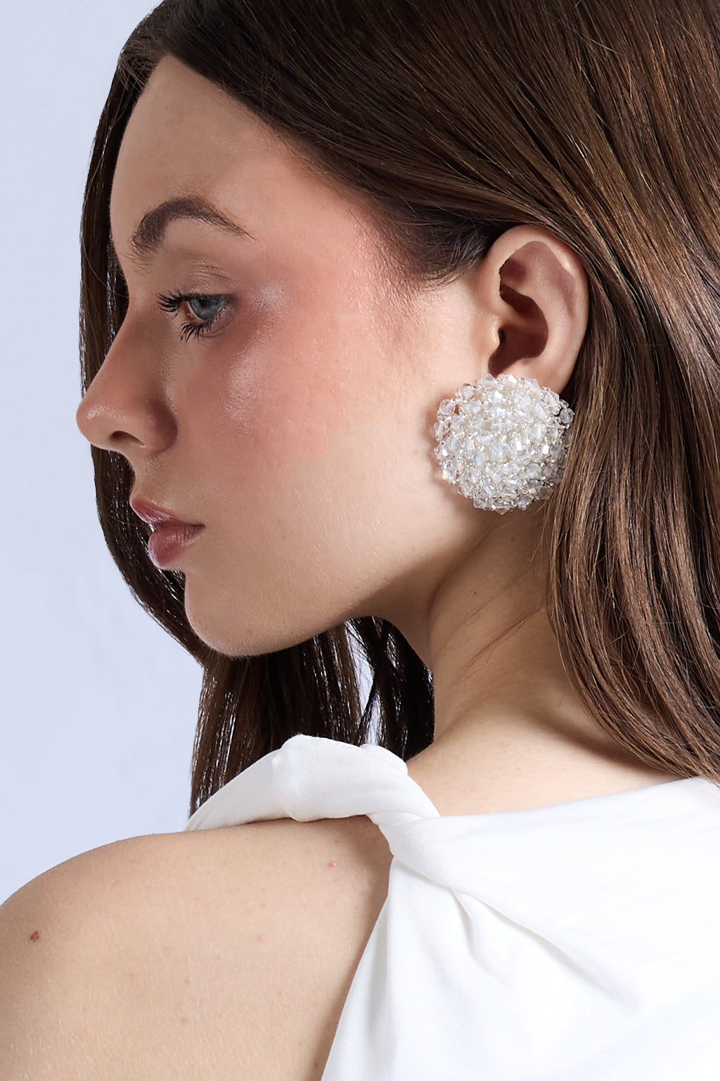 Aretes Cristales A Varios - foto en modelo 1