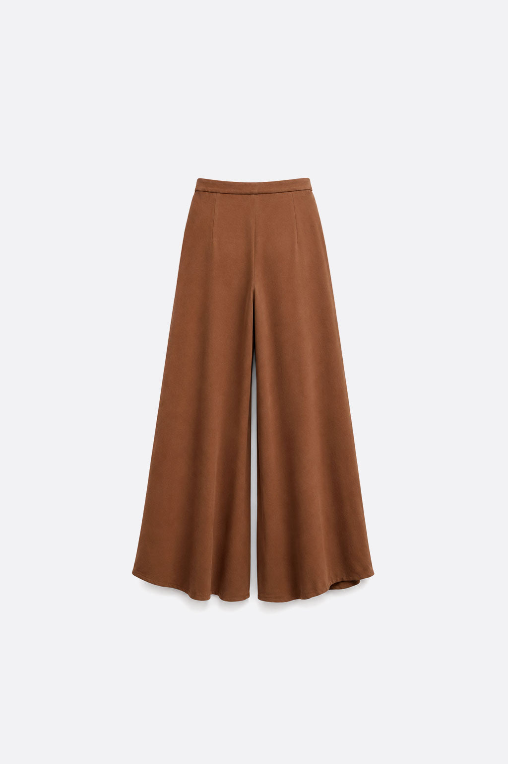 Pantalón Fluido con Volantes - Marrón