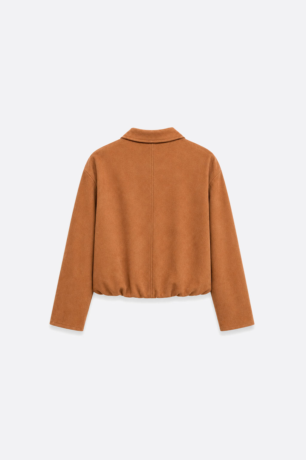 Chaqueta Cropped Solapa Amplia - Camell