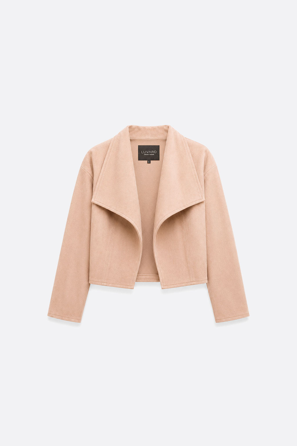 Chaqueta Cropped Solapa Amplia - Beige