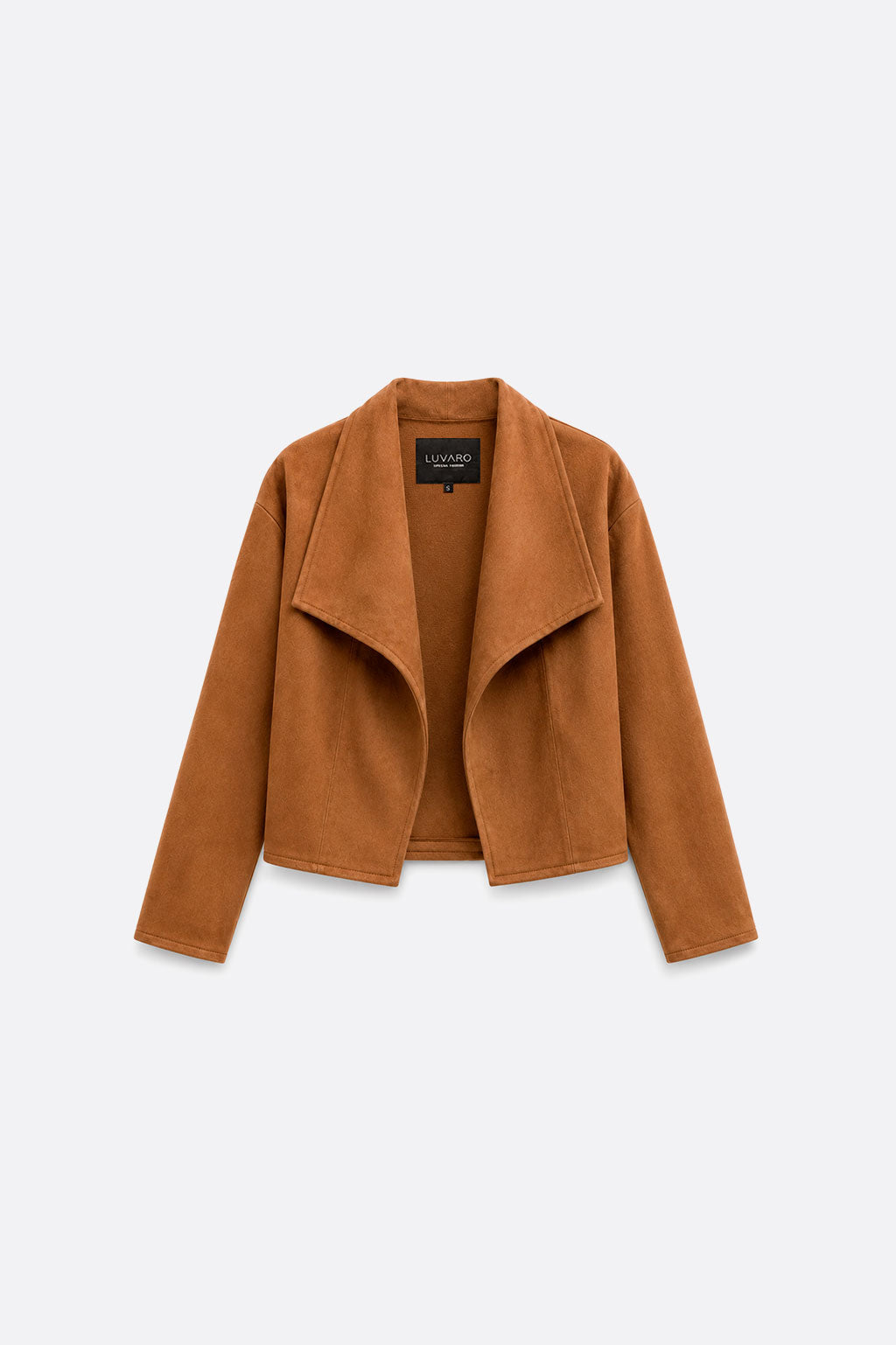 Chaqueta Cropped Solapa Amplia - Camell