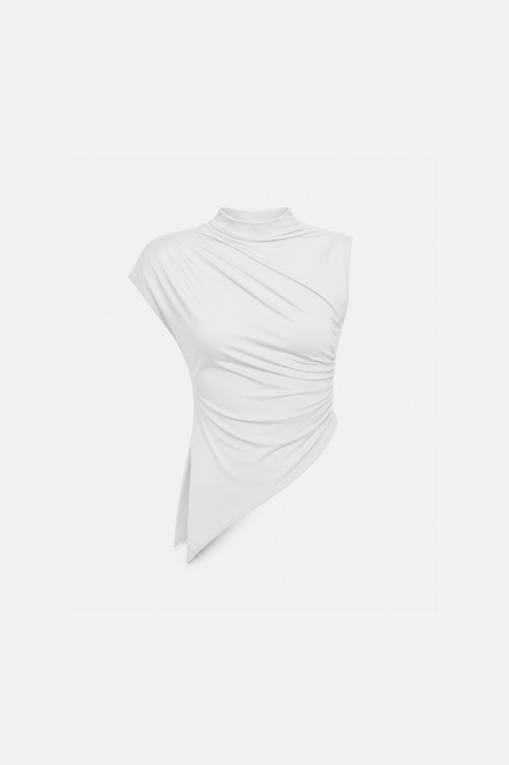 Top Drapeado Cuello Mock - Perla