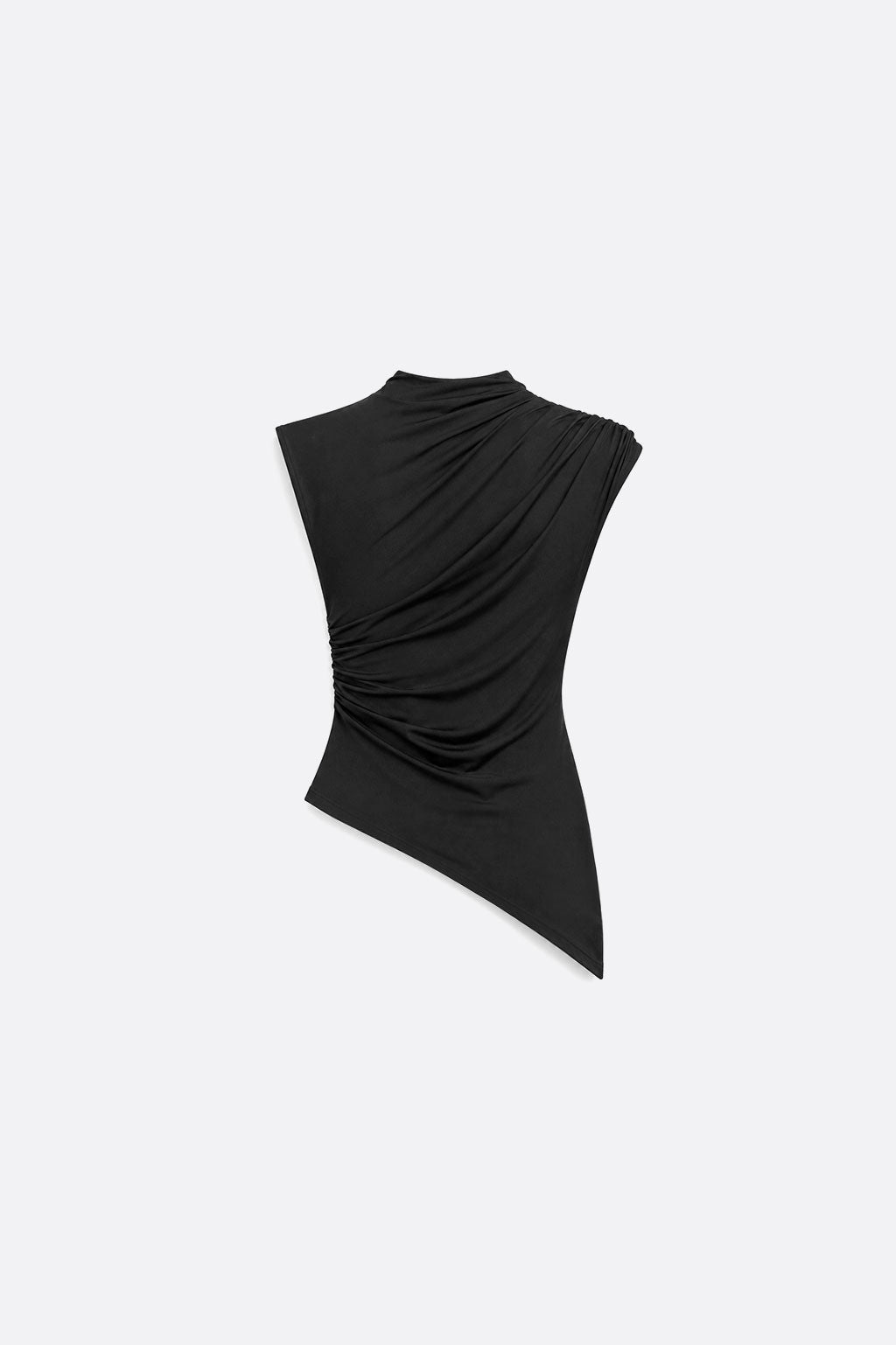 Top Drapeado Cuello Mock - Negro