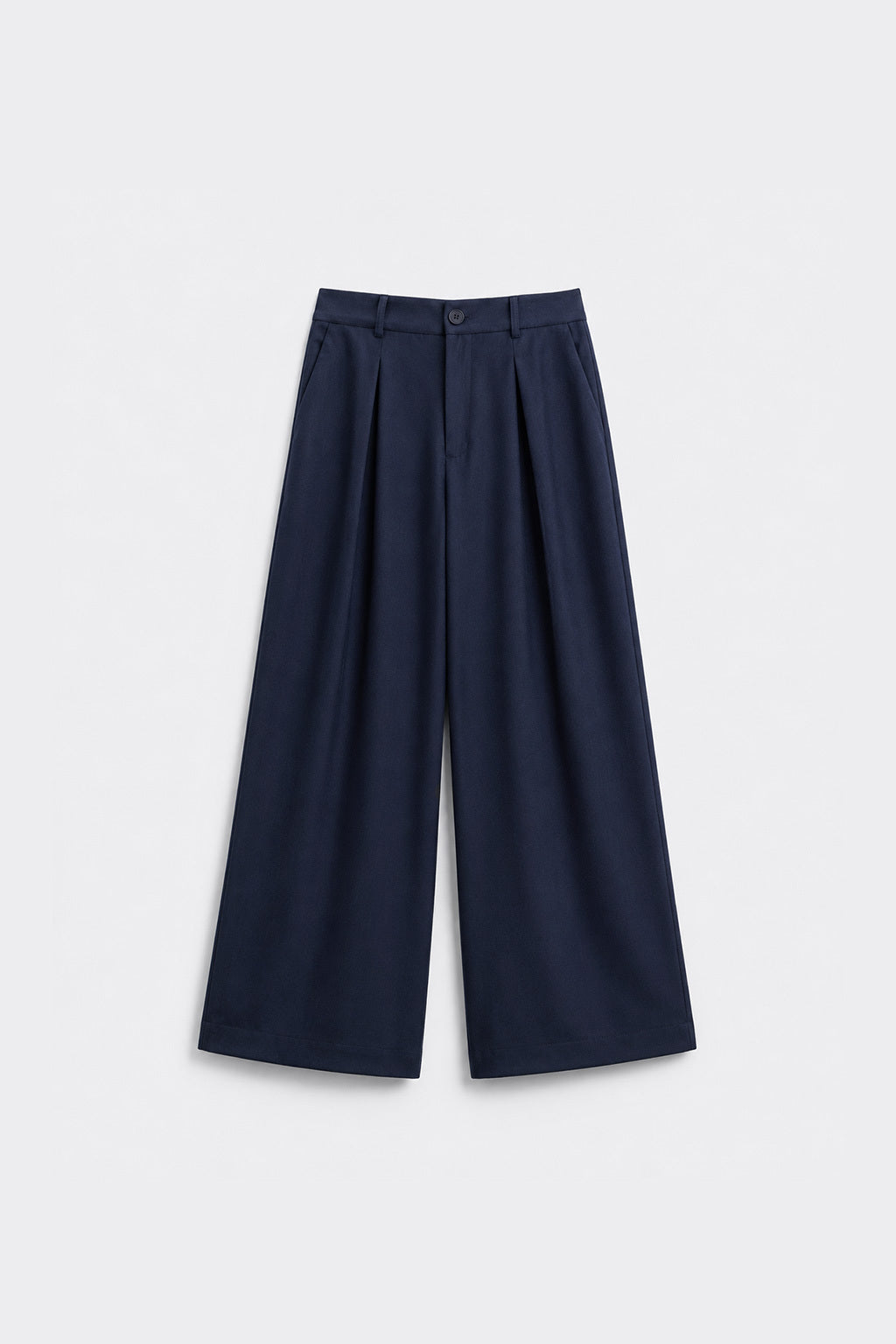 Pantalón Wide Leg Pliegues - Azul Marino