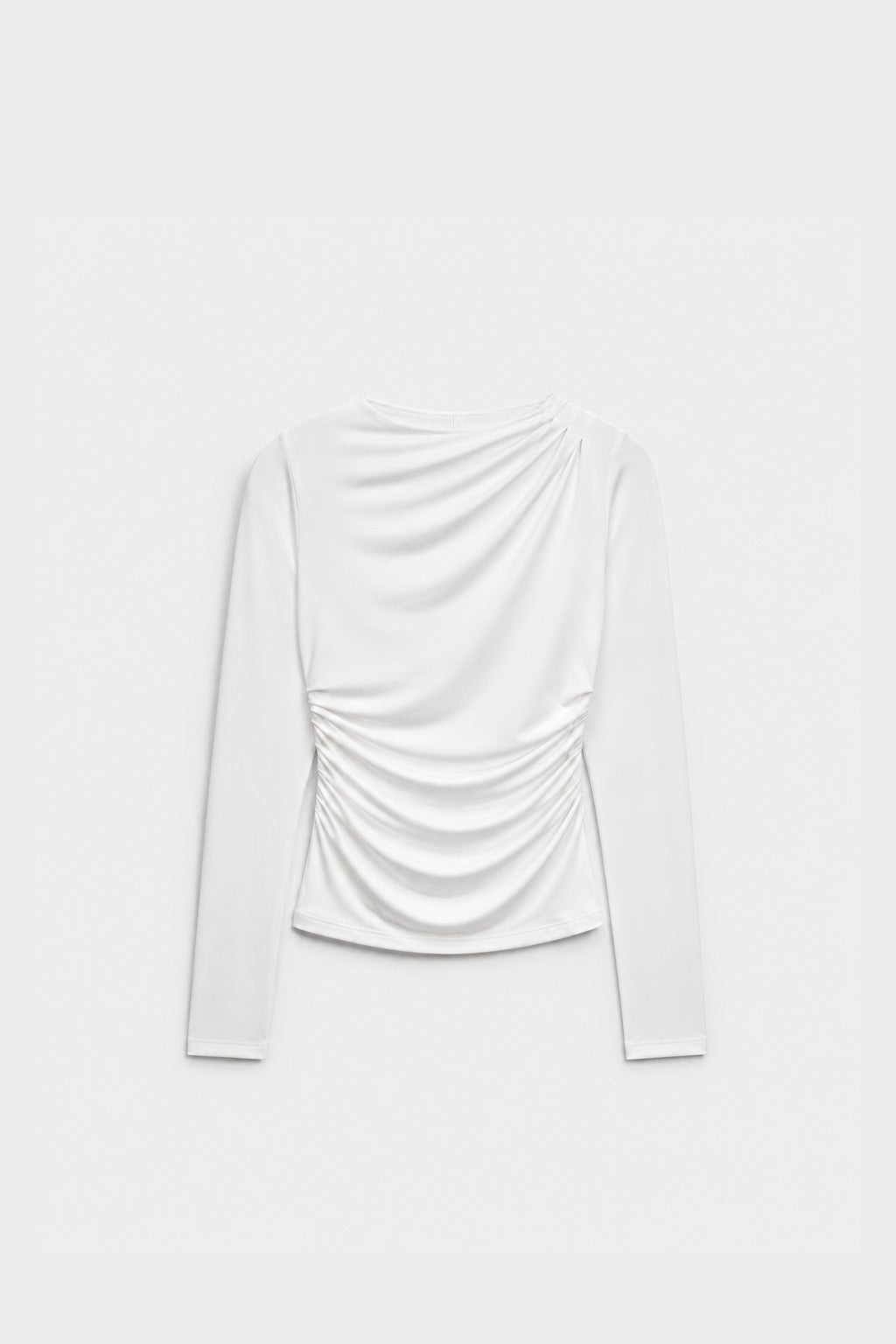 Top Drapeado Cuello Alto - Perla