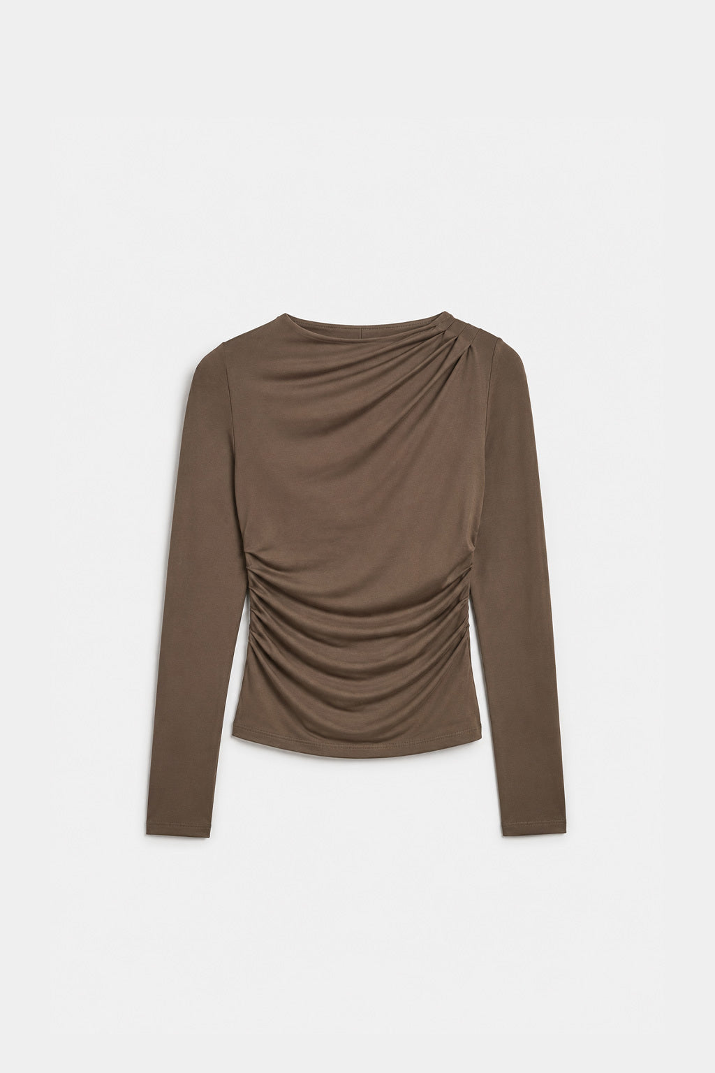 Top Drapeado Cuello Alto - Habano