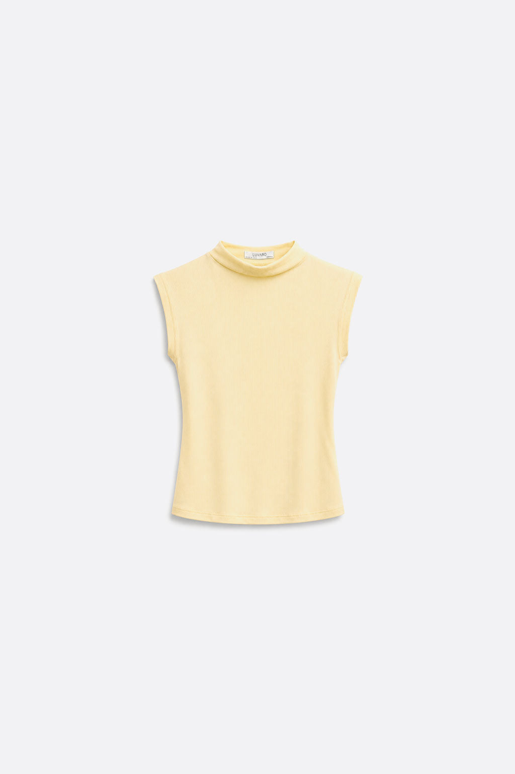 Top Cuello Alto Rib - Mantequilla