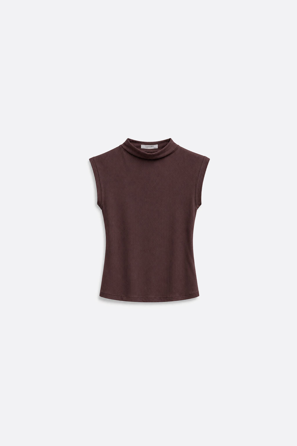 Top Cuello Alto Rib - Marrón
