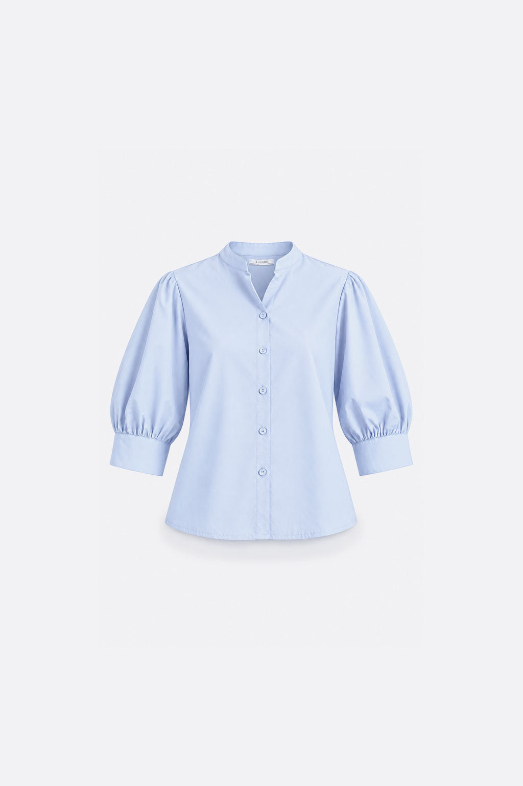 Blusa Manga Abullonada - Celeste