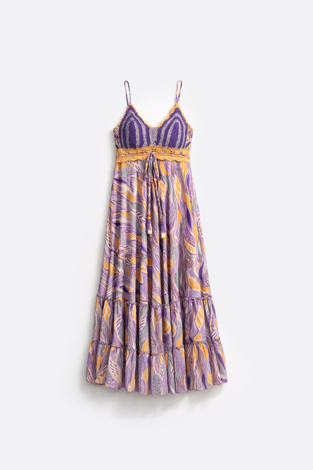 Vestido Largo Bordado - Lila