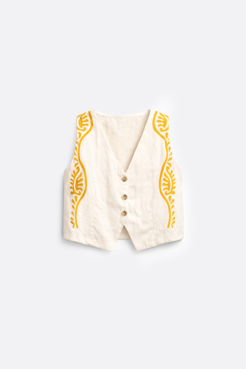 Chaleco Corto Handmade - Blanco con Amarillo