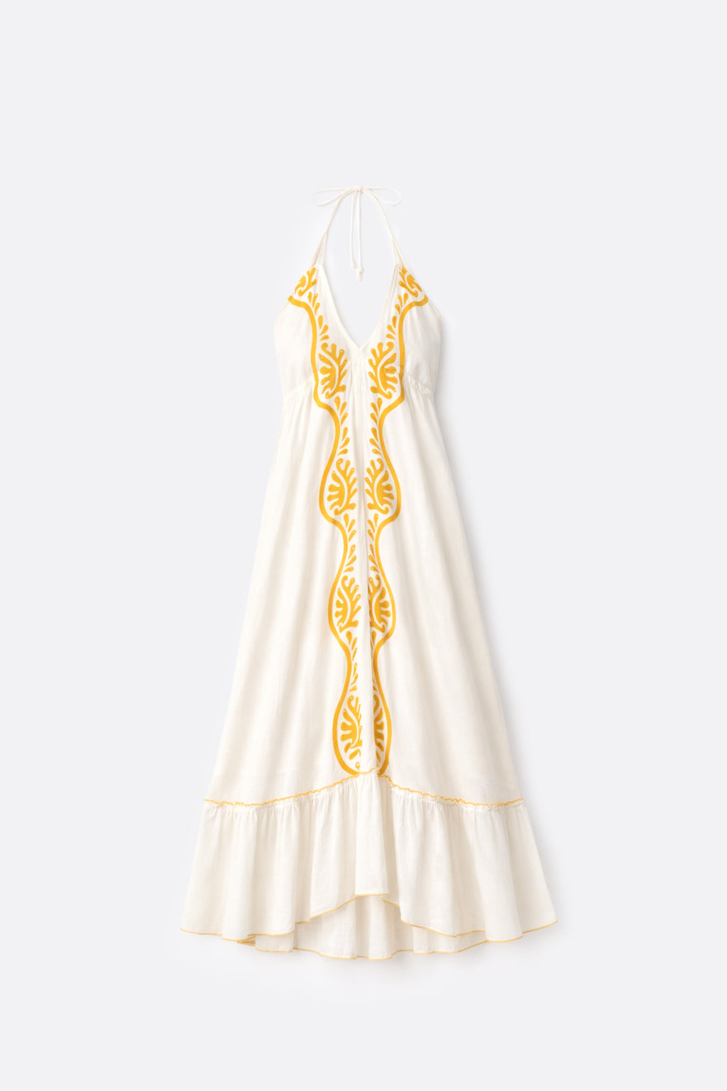 Vestido Largo Handmade - Blanco con Amarillo
