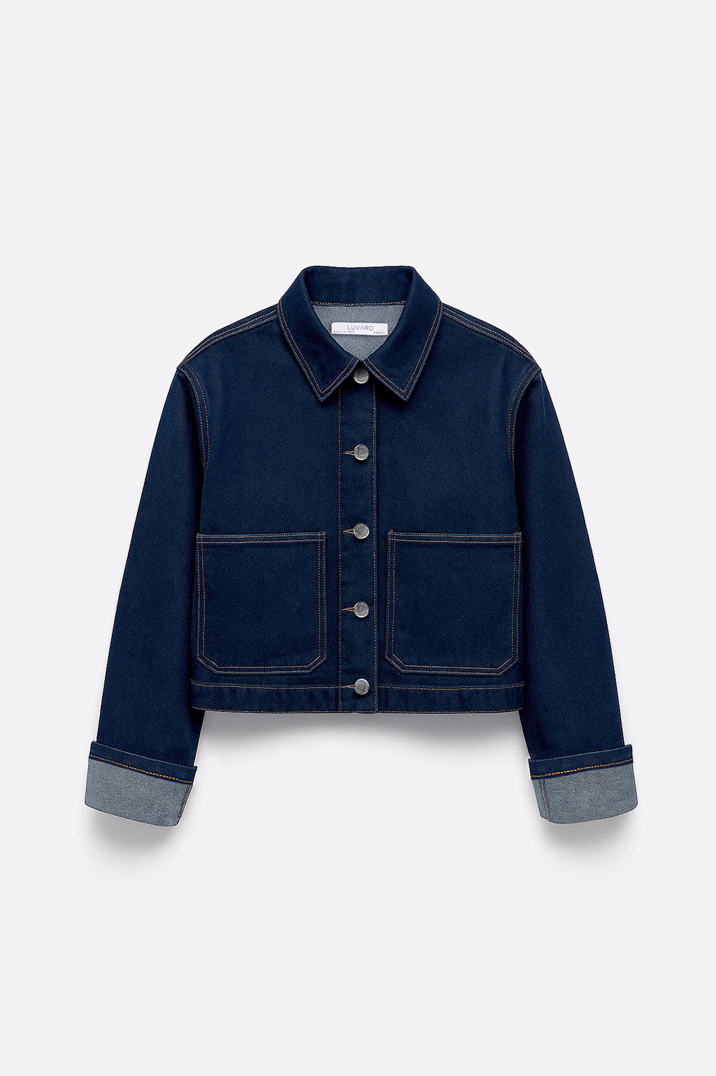 Casaca Denim Manga Doblada - Azul Índigo