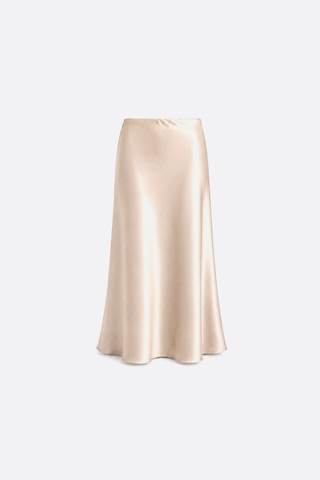 Falda Midi Satinada - Beige