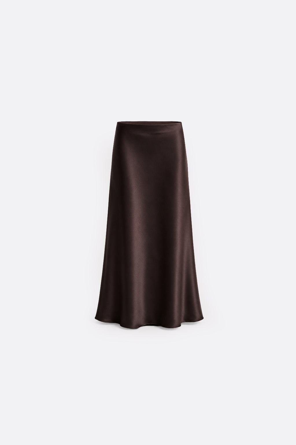 Falda Midi Satinada - Marrón