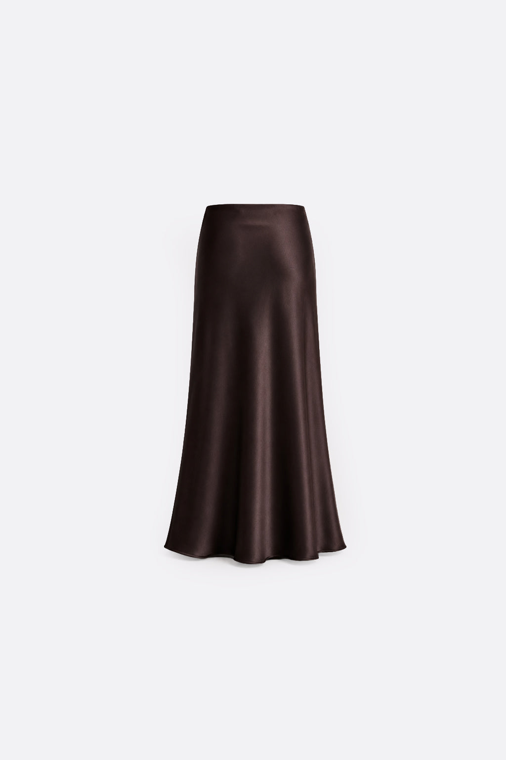 Falda Midi Satinada - Marrón