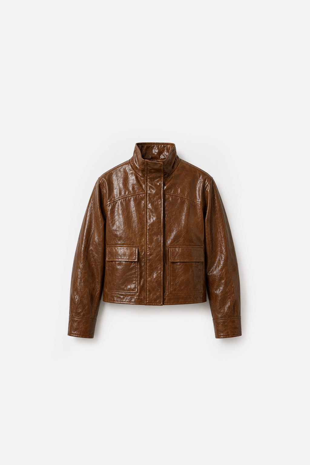 Faux Leather Jacket - Camel