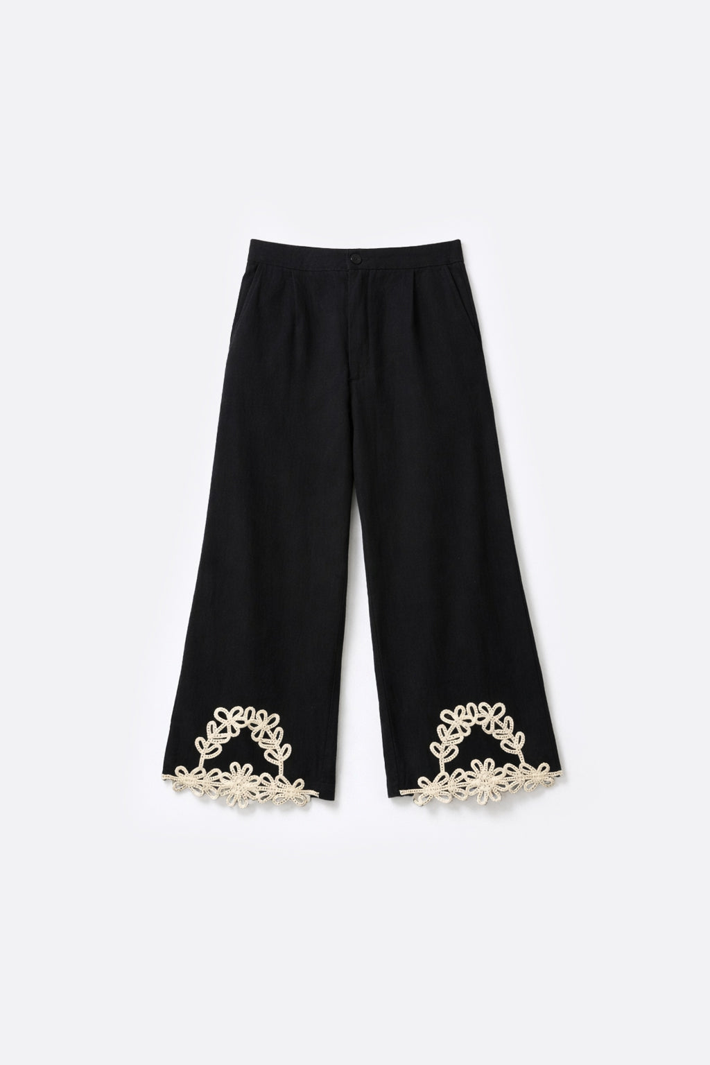 Pantalón Lino Bordado - Negro