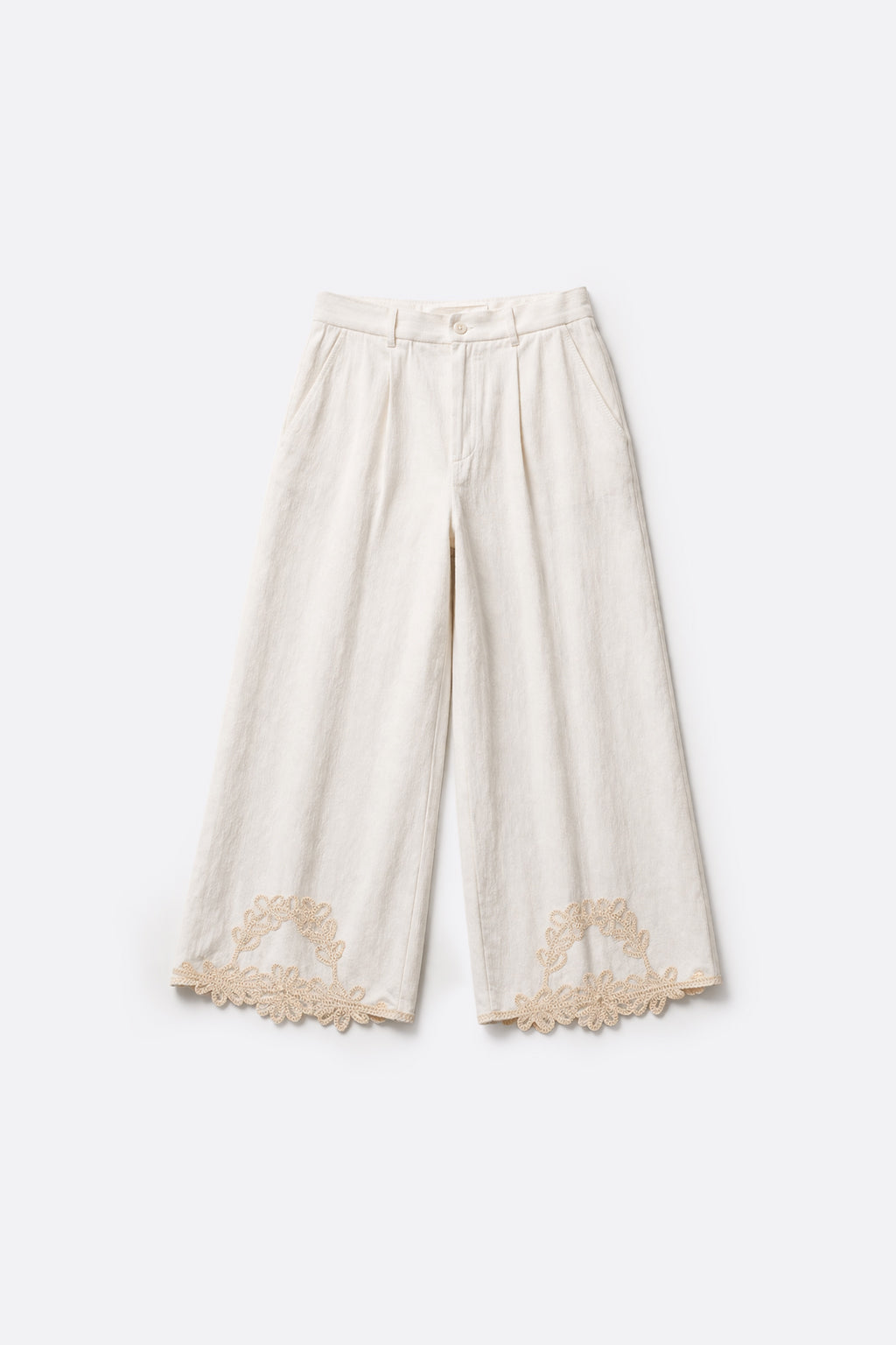 Pantalón Lino Bordado - Blanco
