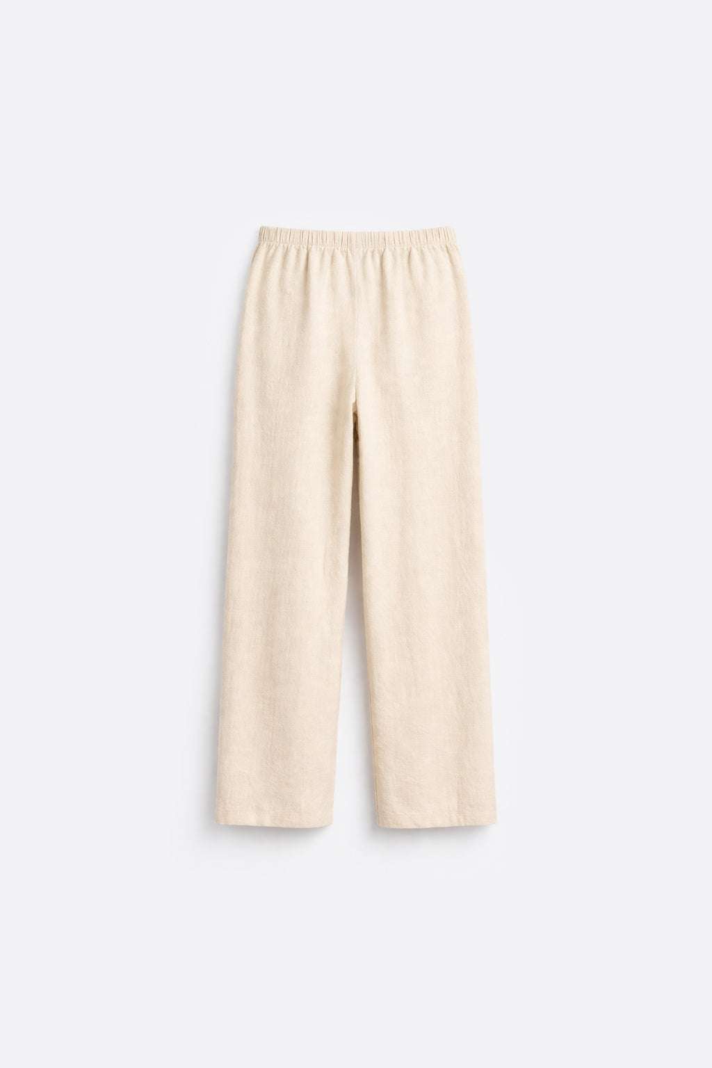 Pantalón Lino Bordado Contraste - Beige