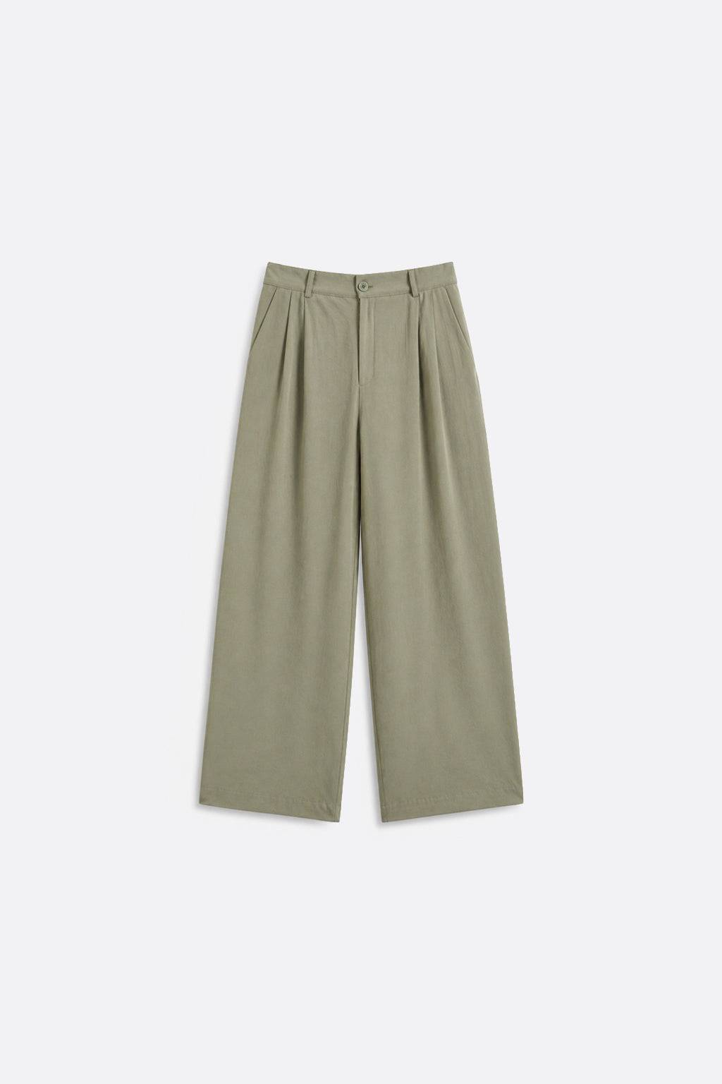 Pantalón Fluido Pliegue - Olivo