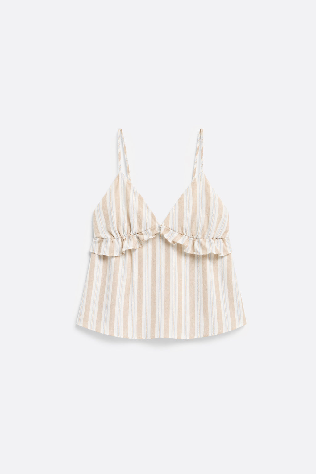 Top Escote Profundo Volantes - Beige