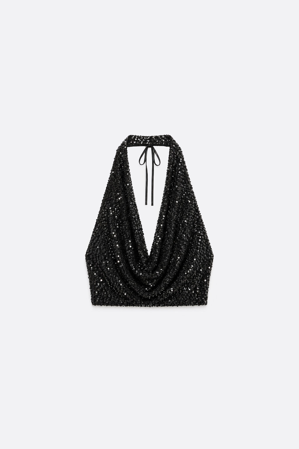 Top Escote V Lentejuelas - Negro