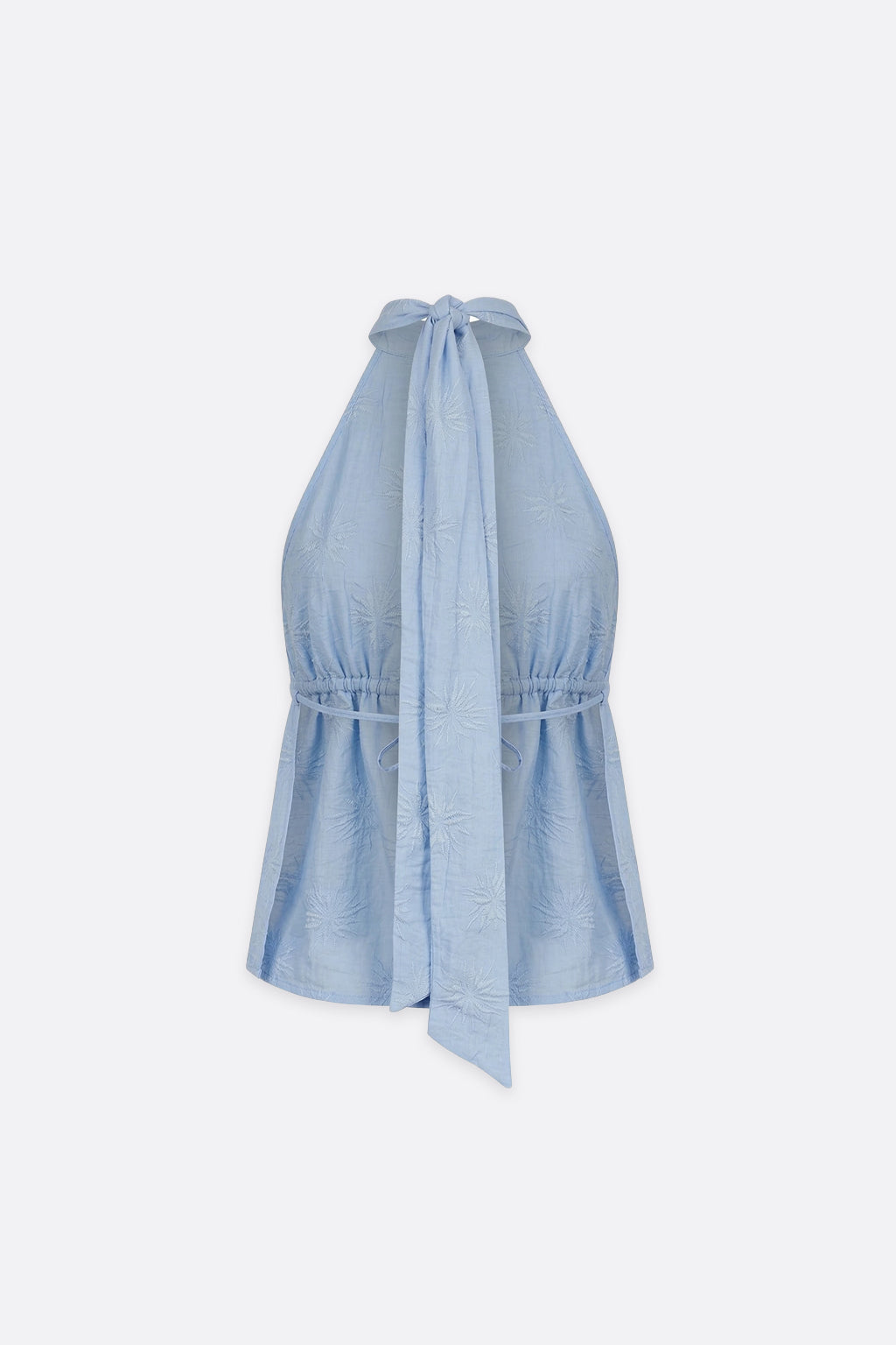Top Textura Cuello Halter - Celeste