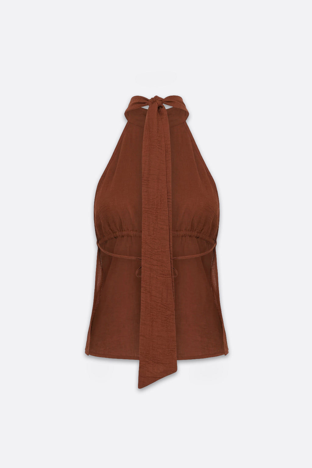 Top Textura Cuello Halter - Cholocate