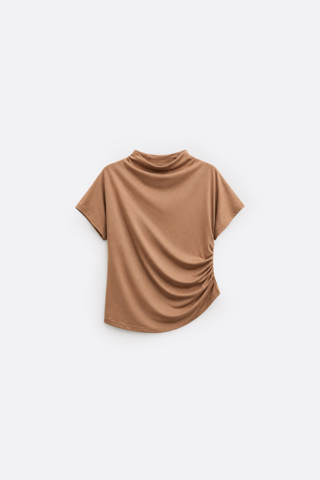 Top Drapeado Cuello Medio - Topo