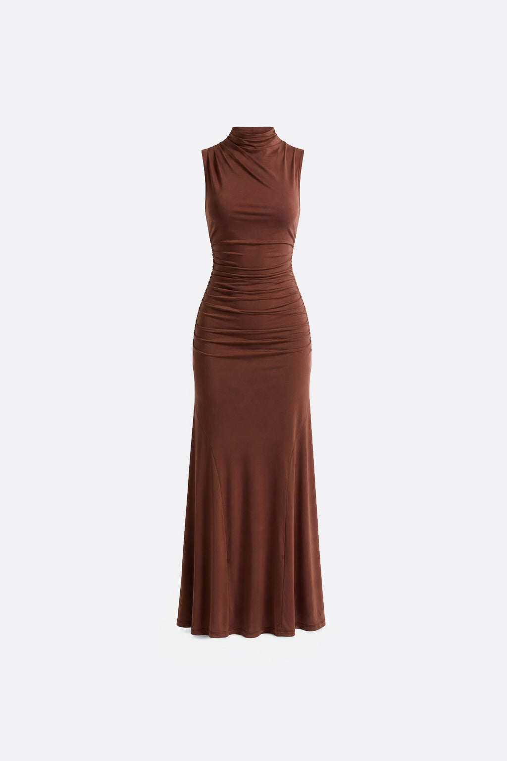 Vestido Largo Manga Cero - Marrón