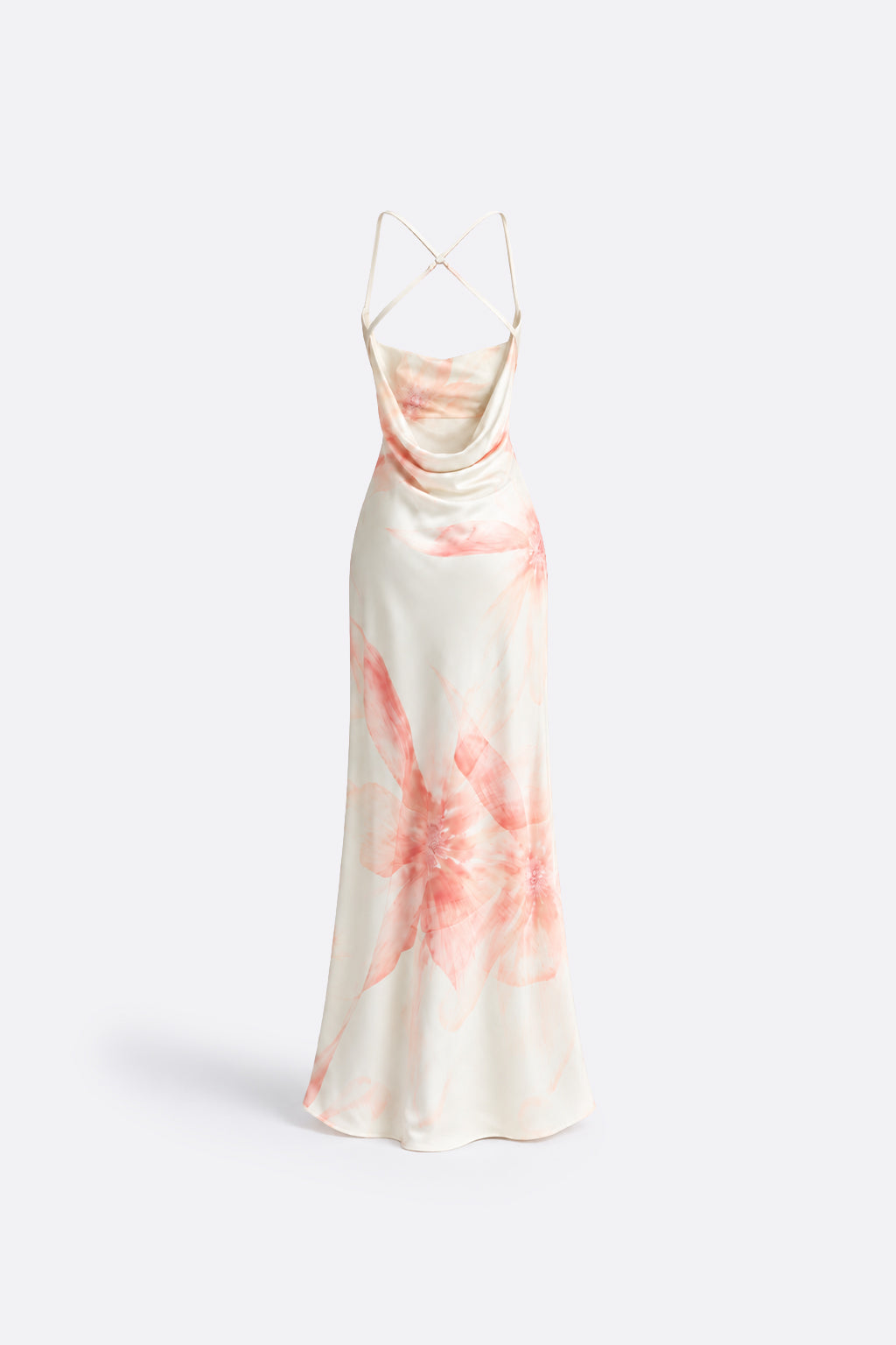 Vestido Satin Tiras Flores - Verde Pastel