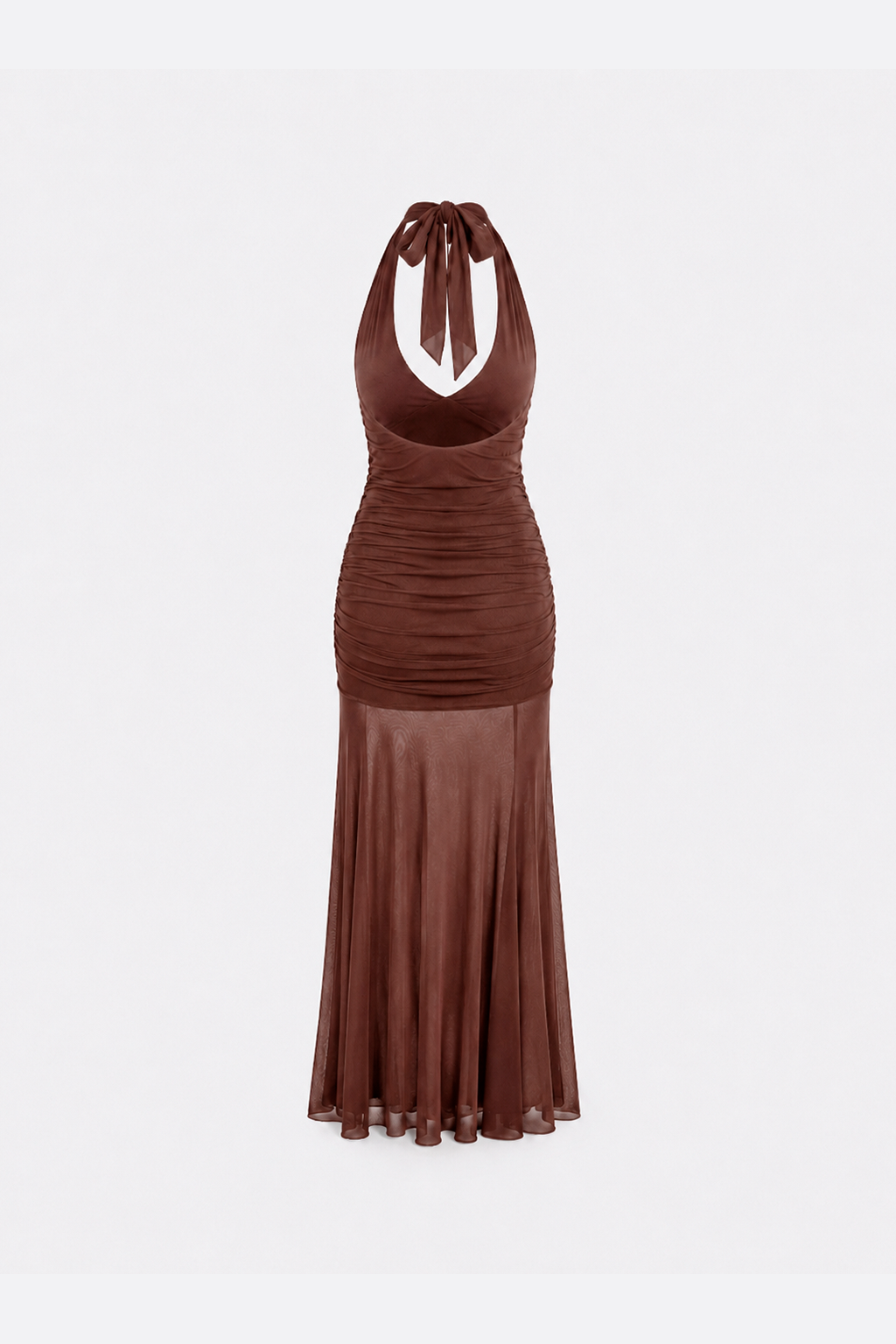 Vestido Halter Drapeado - Marrón